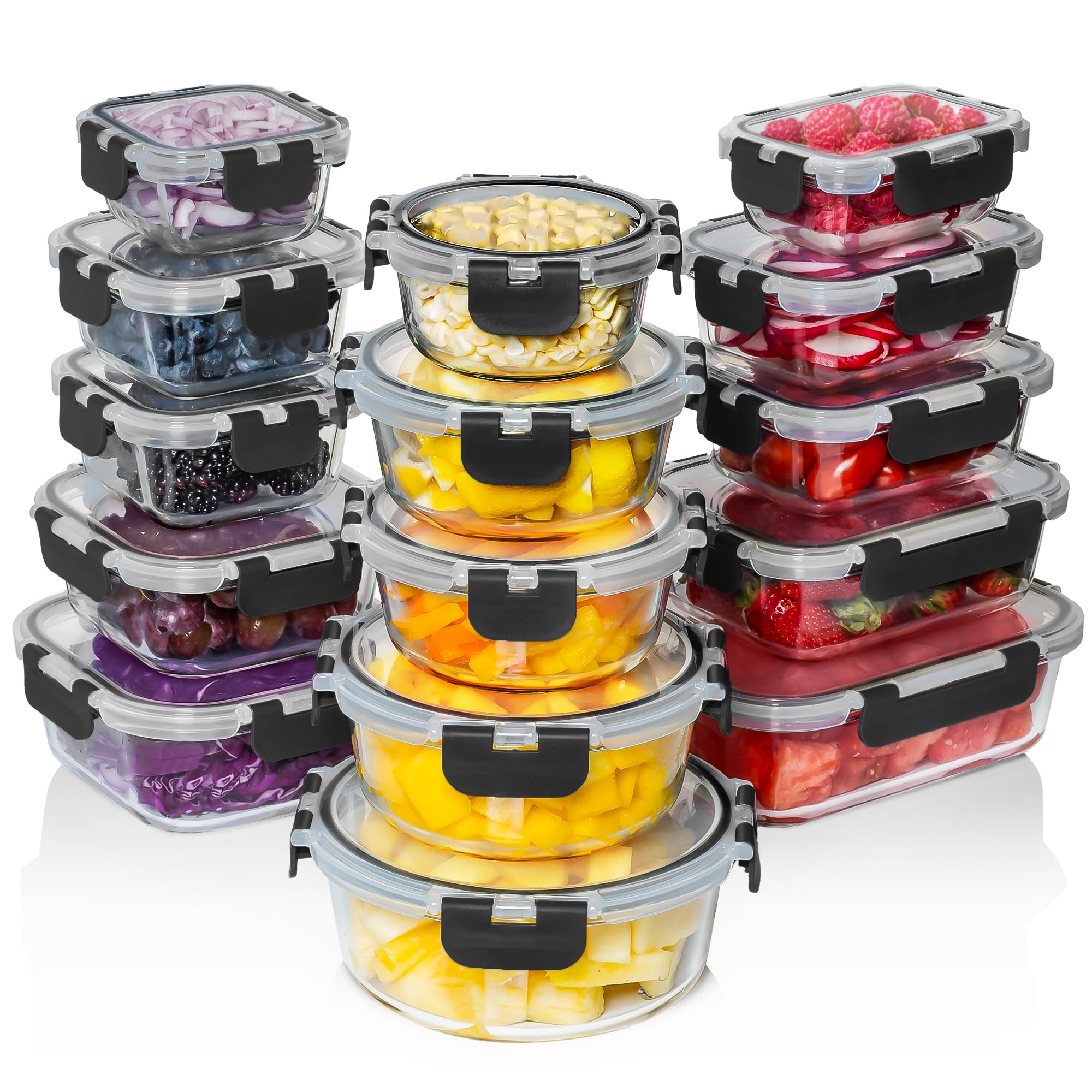 Razab 30 PC Glass Food Storage Containers with Lids -